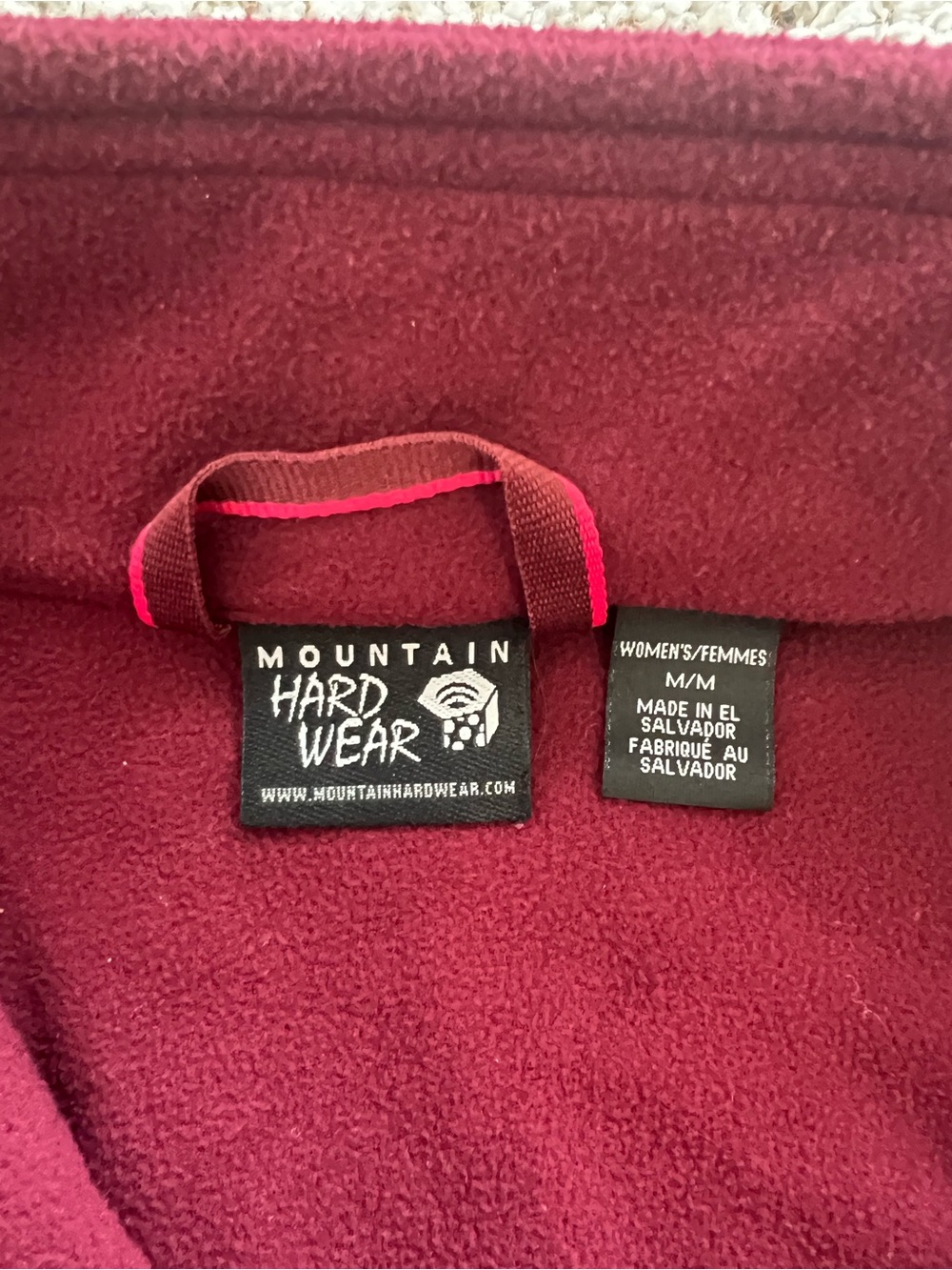 Mountain Hardwear Microchill 2.0 1/4 Zip T Fleece Pullover Maroon/Burgundy Sz M - Picture 4 of 9